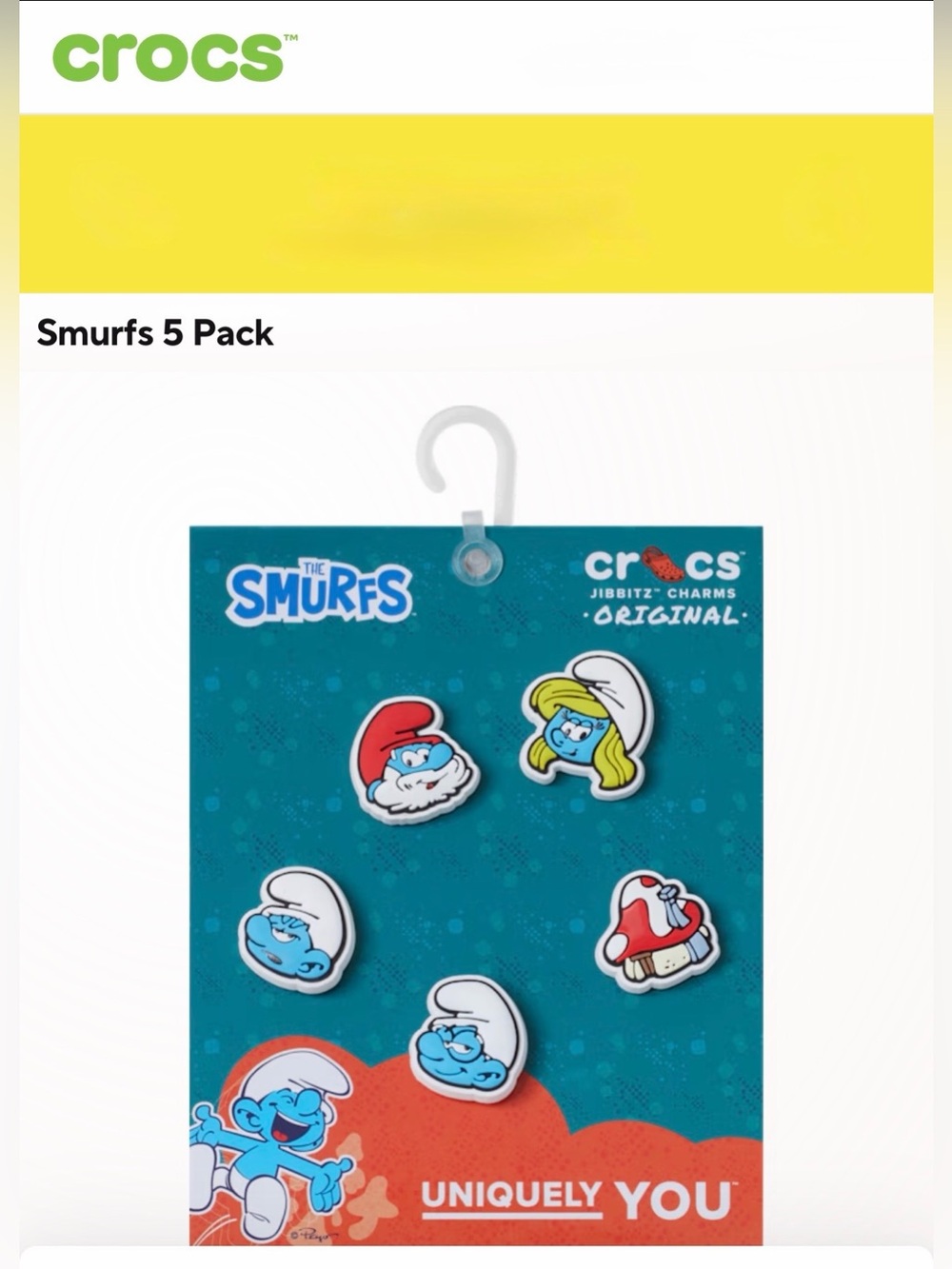 *new* Crocs Smurfs 5-Pack Jibbitz Charms - Blue